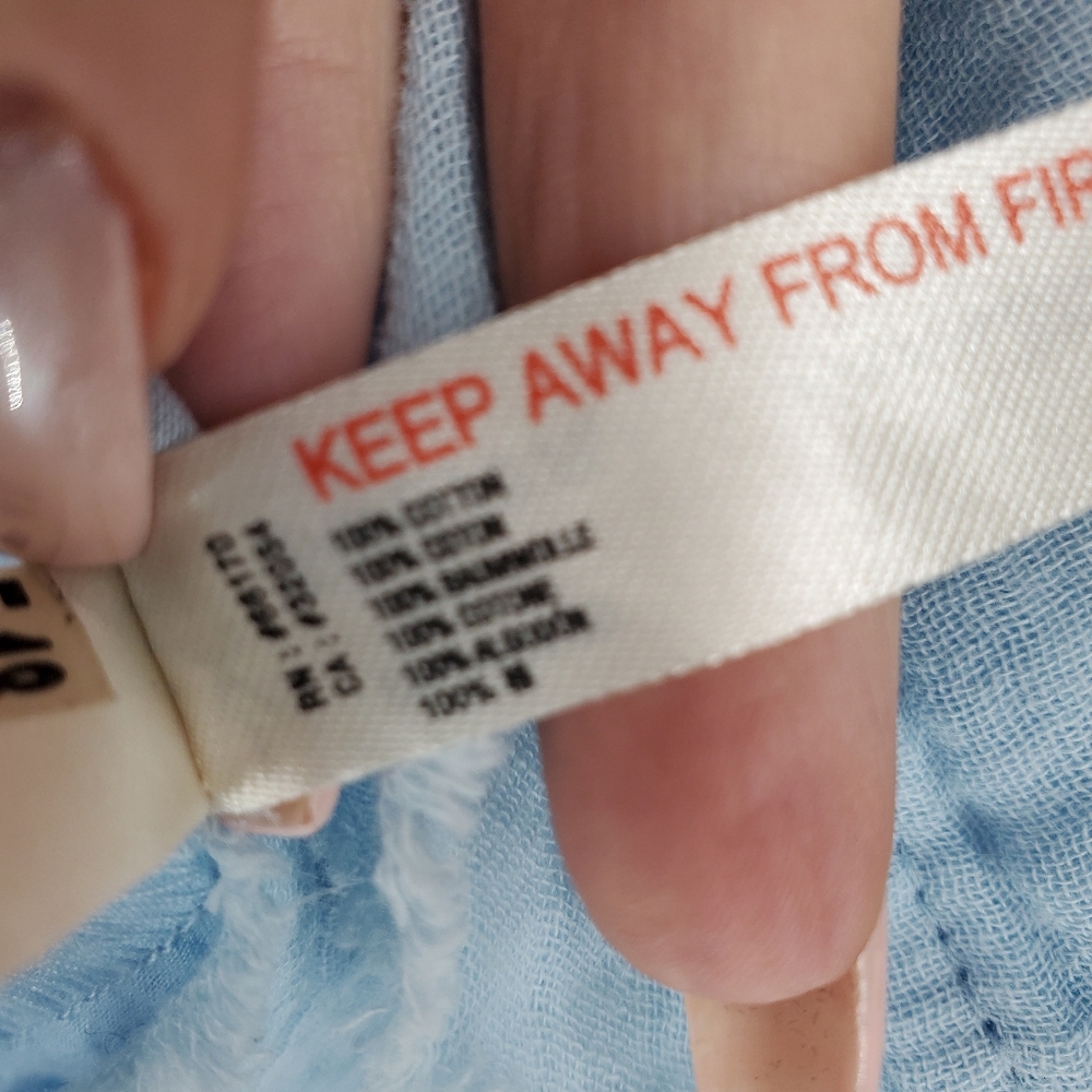 Free People Angele Gauzy Mini Dress Boho Summer Blue Oversized Puff Sleeve XS - Picture 11 of 15